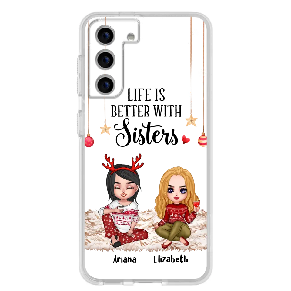 Personalized Besties Phone Case - Gift Idea For Friends/Sisters/Besties - Life Is Better With Sisters - Up to 5 People - Case For iPhone/Samsung
