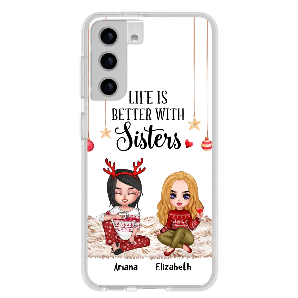Personalized Besties Phone Case - Gift Idea For Friends/Sisters/Besties - Life Is Better With Sisters - Up to 5 People - Case For iPhone/Samsung