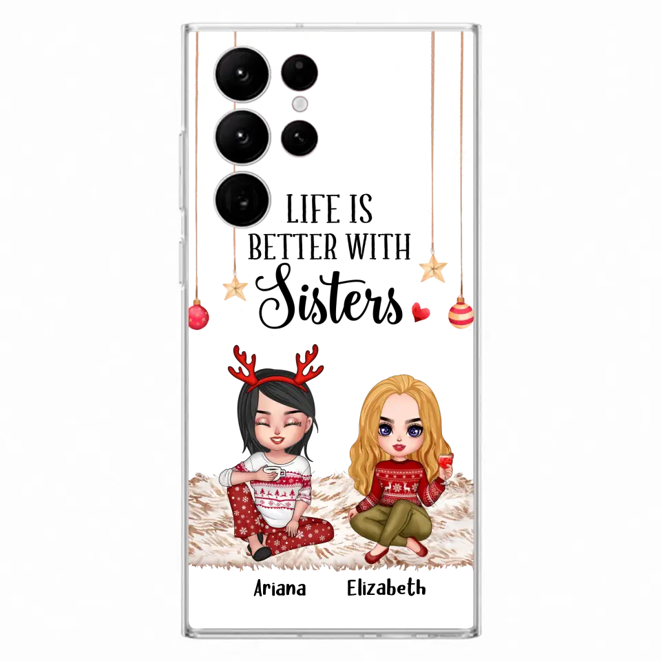 Personalized Besties Phone Case - Gift Idea For Friends/Sisters/Besties - Life Is Better With Sisters - Up to 5 People - Case For iPhone/Samsung