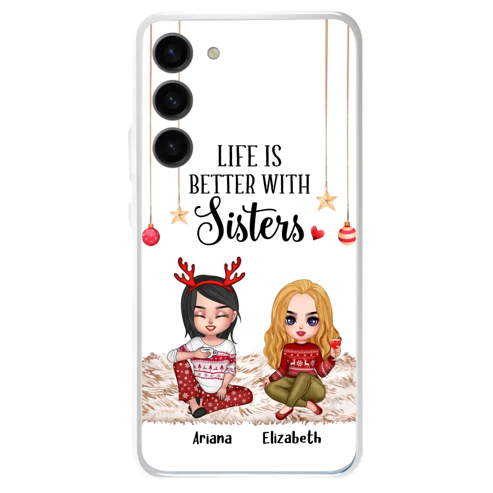 Personalized Besties Phone Case - Gift Idea For Friends/Sisters/Besties - Life Is Better With Sisters - Up to 5 People - Case For iPhone/Samsung
