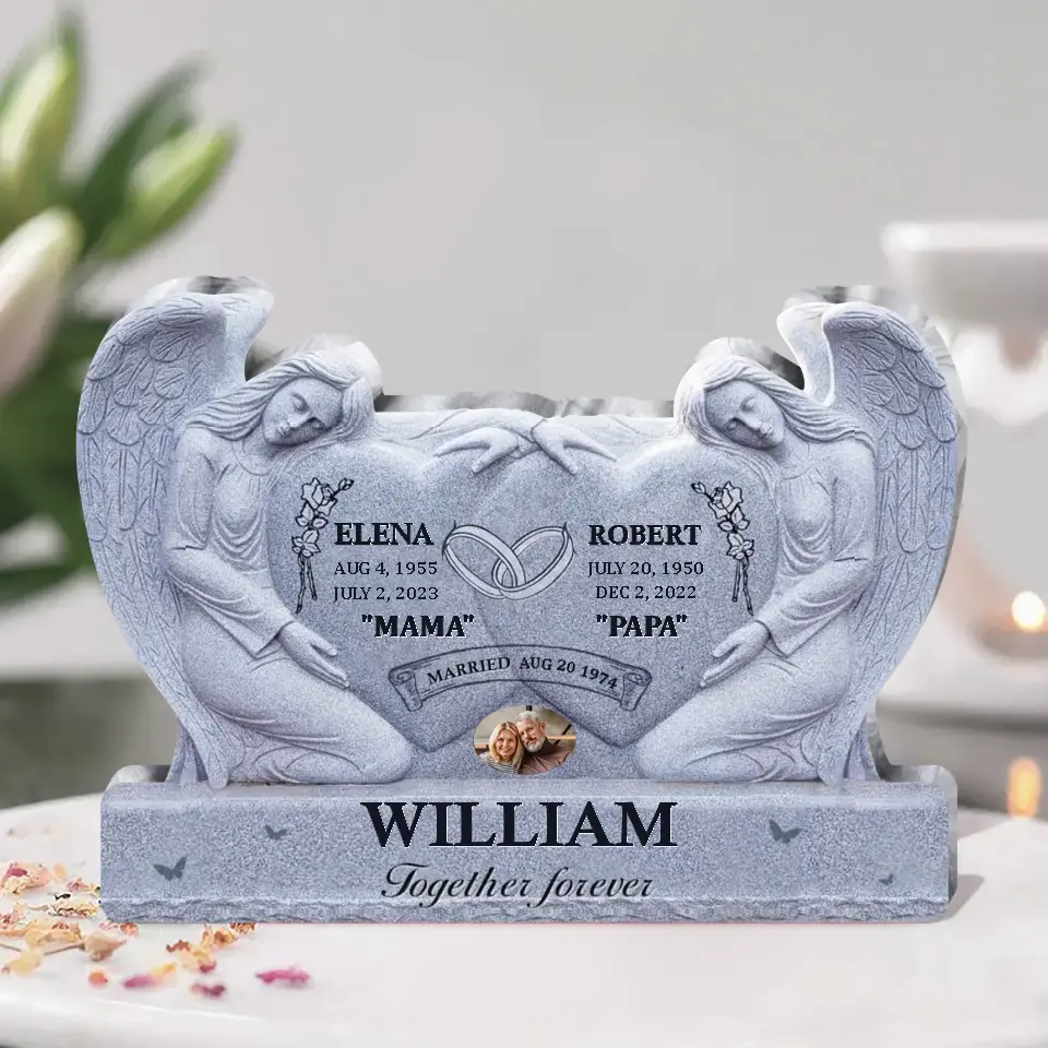 Personalized Memorial Couple Acrylic Plaque - Memorial Gift Idea For Parents Loss - Upload Photo - Together Forever