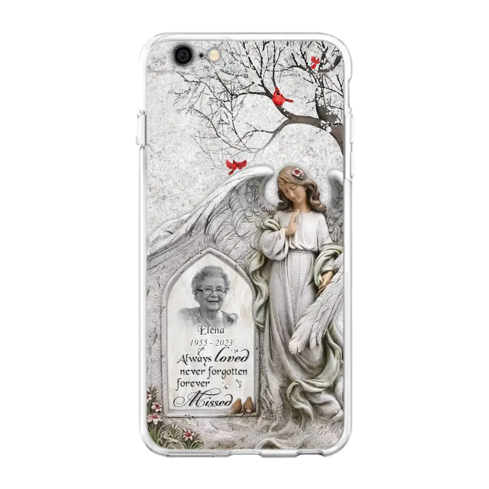 Custom Personalized Angel Memorial Phone Case - Upload Photo - Memorial Gift Idea For Family Member - Always Loved Never Forgotten Forever Missed - Case For iPhone/Samsung