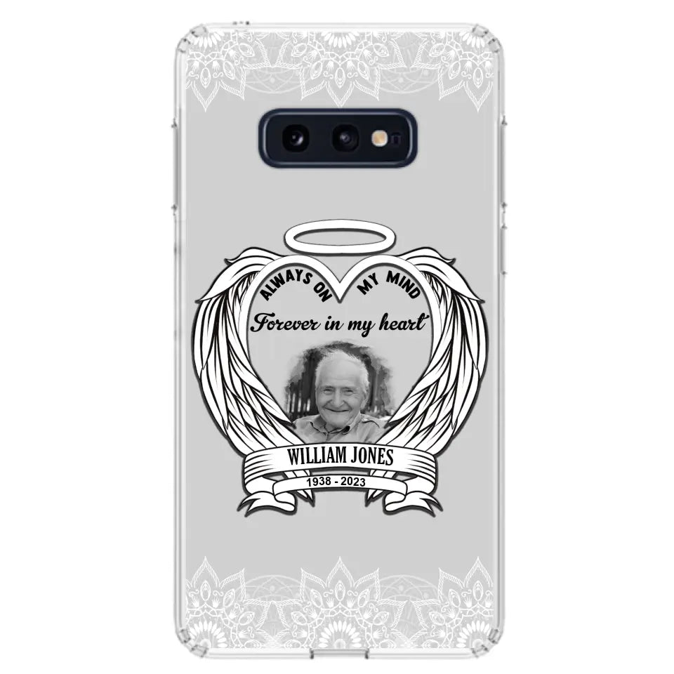 Custom Personalized Memorial Phone Case - Upload Photo - Memorial Gift Idea For Family Member - Always On My Mind Forever in My Heart - Case For iPhone/Samsung