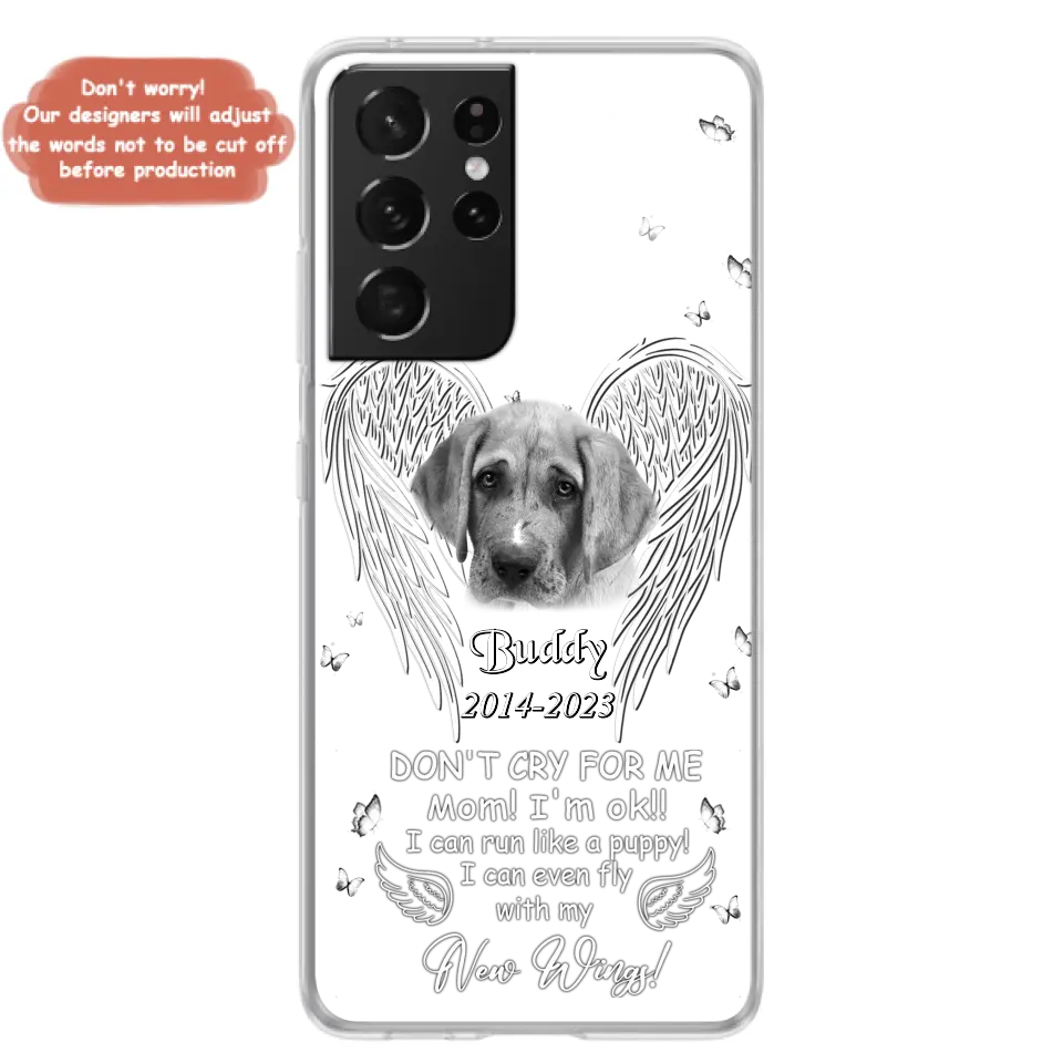 Custom Personalized Memorial Photo Phone Case - Memorial Gift Idea for Christmas - Don't Cry For Me Mom/Dad - Case For iPhone/Samsung
