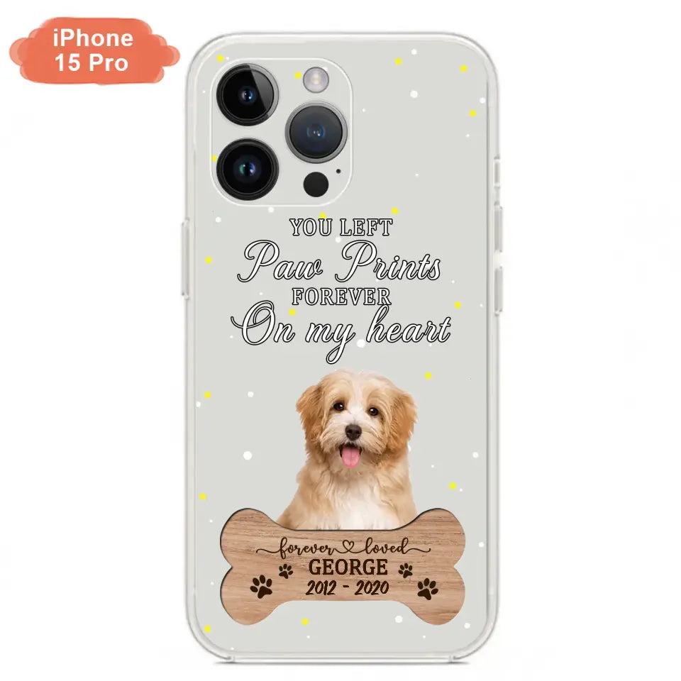 Custom Personalized Memorial Phone Case - Upload Photo - Memorial Gift Idea For Pet Lover - You Left Paw Prints Forever On My Heart