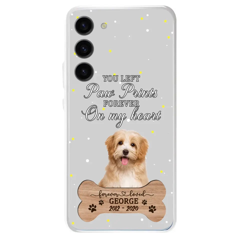 Custom Personalized Memorial Phone Case - Upload Photo - Memorial Gift Idea For Pet Lover - You Left Paw Prints Forever On My Heart