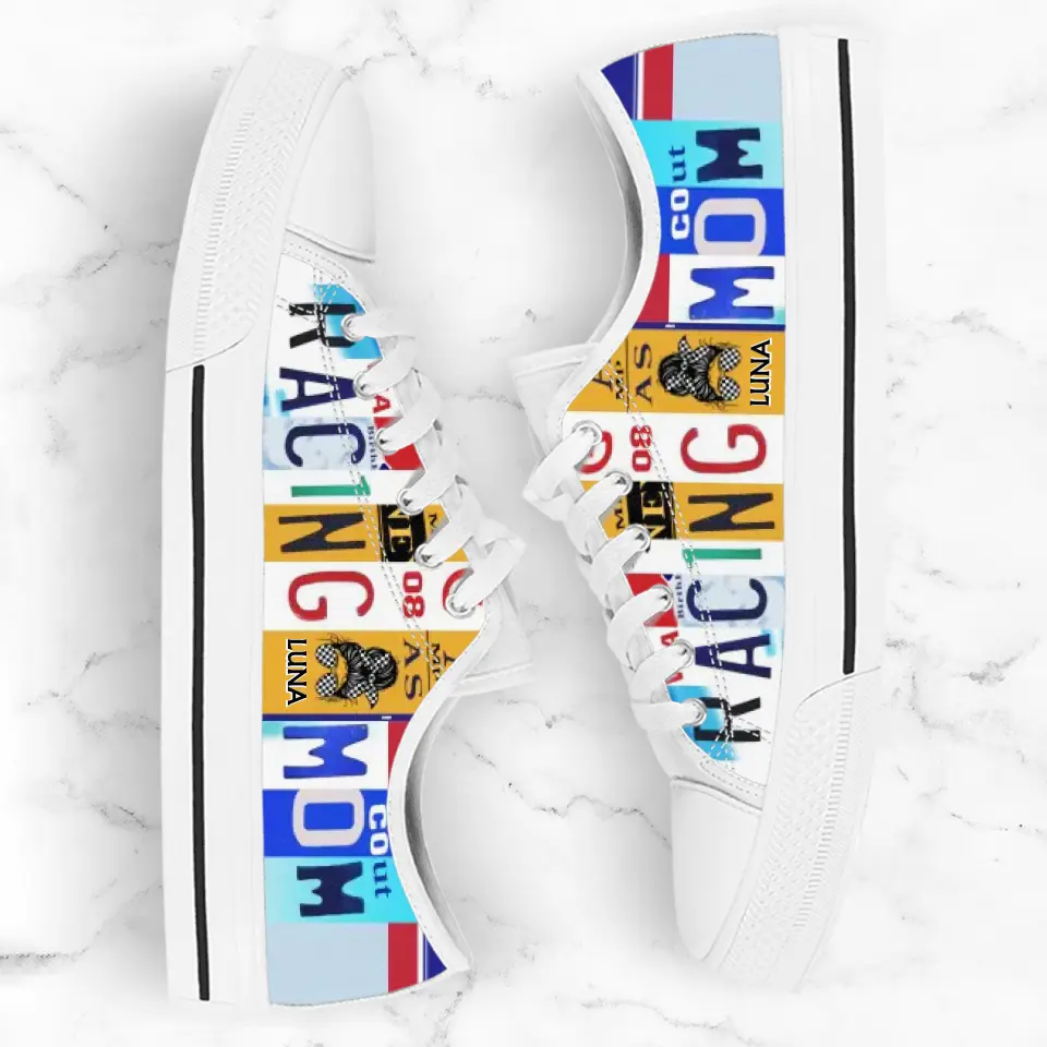 Custom Racing Mom Canvas Sneakers - Gift Idea For Mother/ Racing Lover