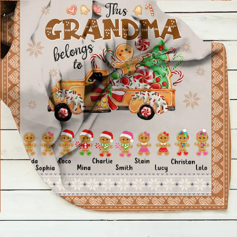 Personalized Grandma's Cookies Christmas Fleece Throw Blanket & Quilt - Gift Idea For Grandma/Mom - Up to 10 Kids - This Grandma Belongs To