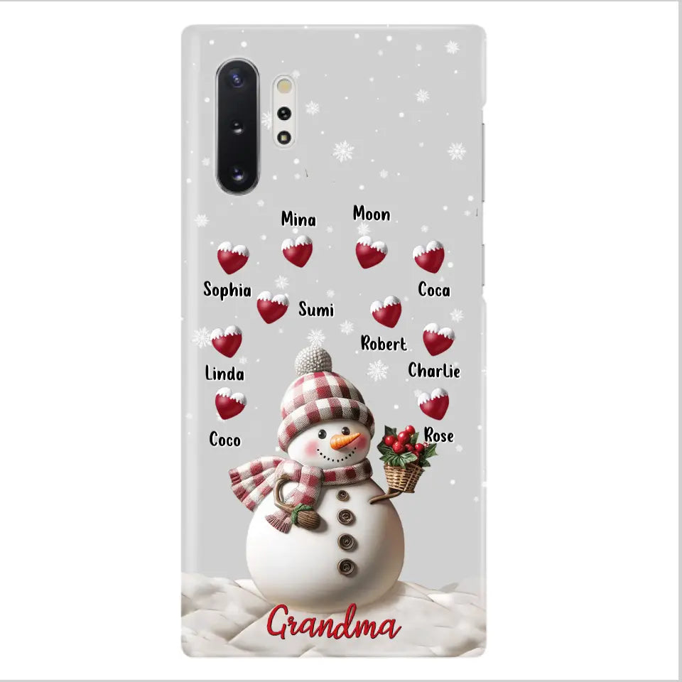 Custom Personalized Snowman Grandma Phone Case - Christmas Gift Idea For Grandma - Up to 10 Kids - Case For iPhone/Samsung
