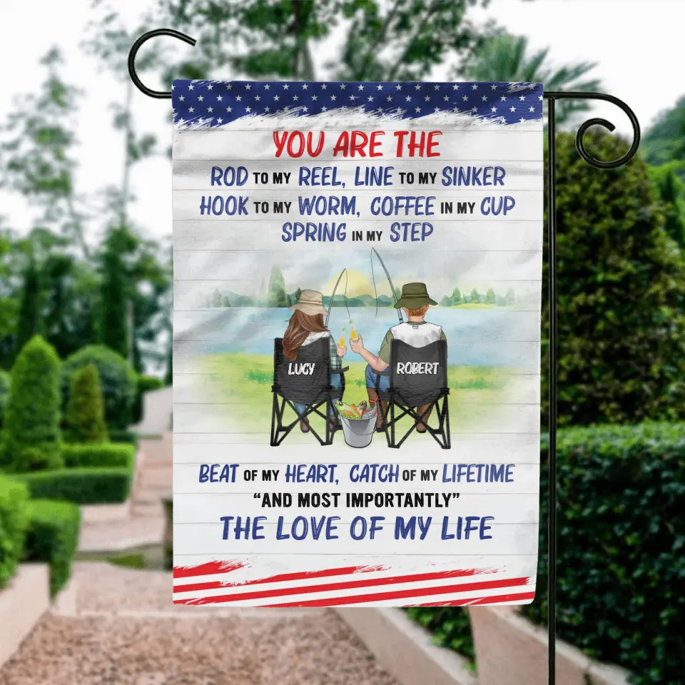 Personalized Fishing Couple Flag - Gift Idea for Couple - You Are The Rod To My Reel