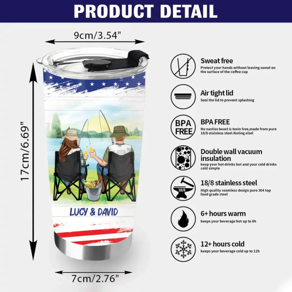 Personalized Fishing Couple Tumbler - Gift Idea for Couple - You Are The Rod To My Reel