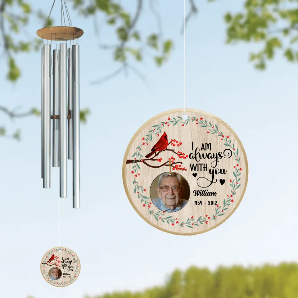 Personalized Dad Photo Circle Wind Chime - Dad Memorial Gift - I Am Always With You