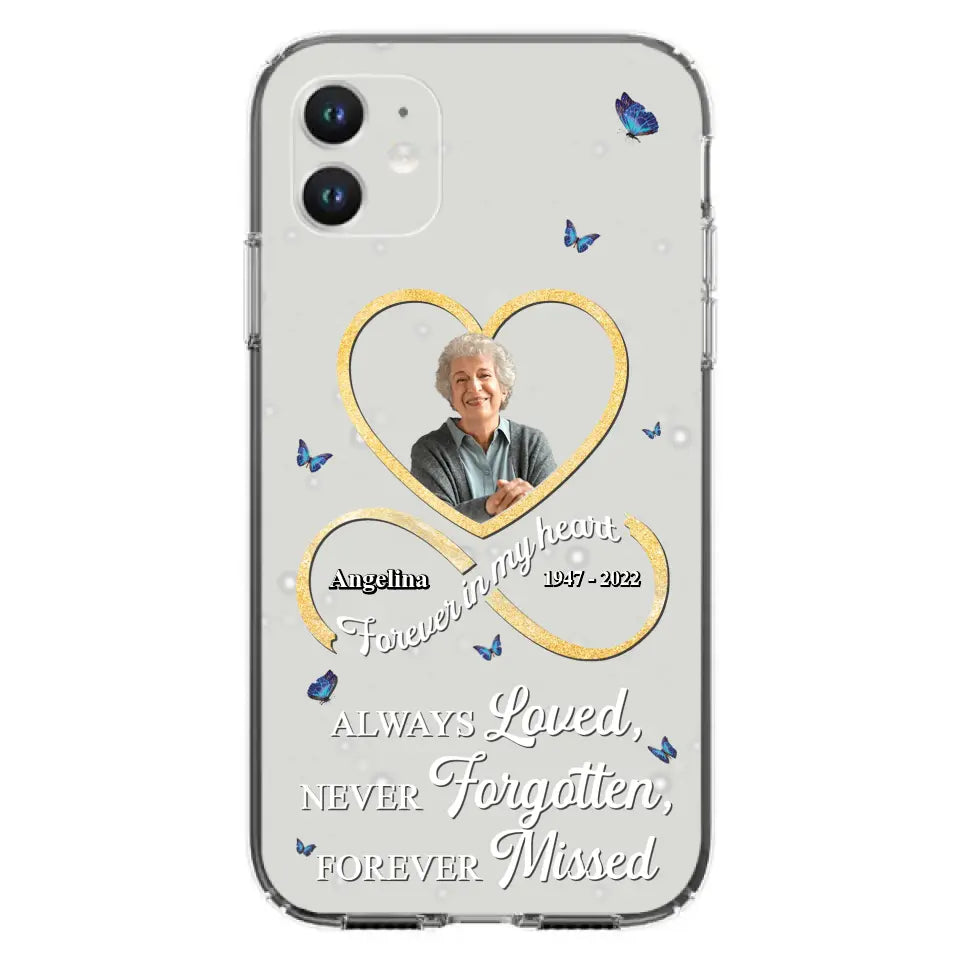 Custom Personalized Memorial Wing Heart Phone Case - Memorial Gift Idea For Family - Case For iPhone/Samsung - Always Loved Never Forgotten Forever Missed
