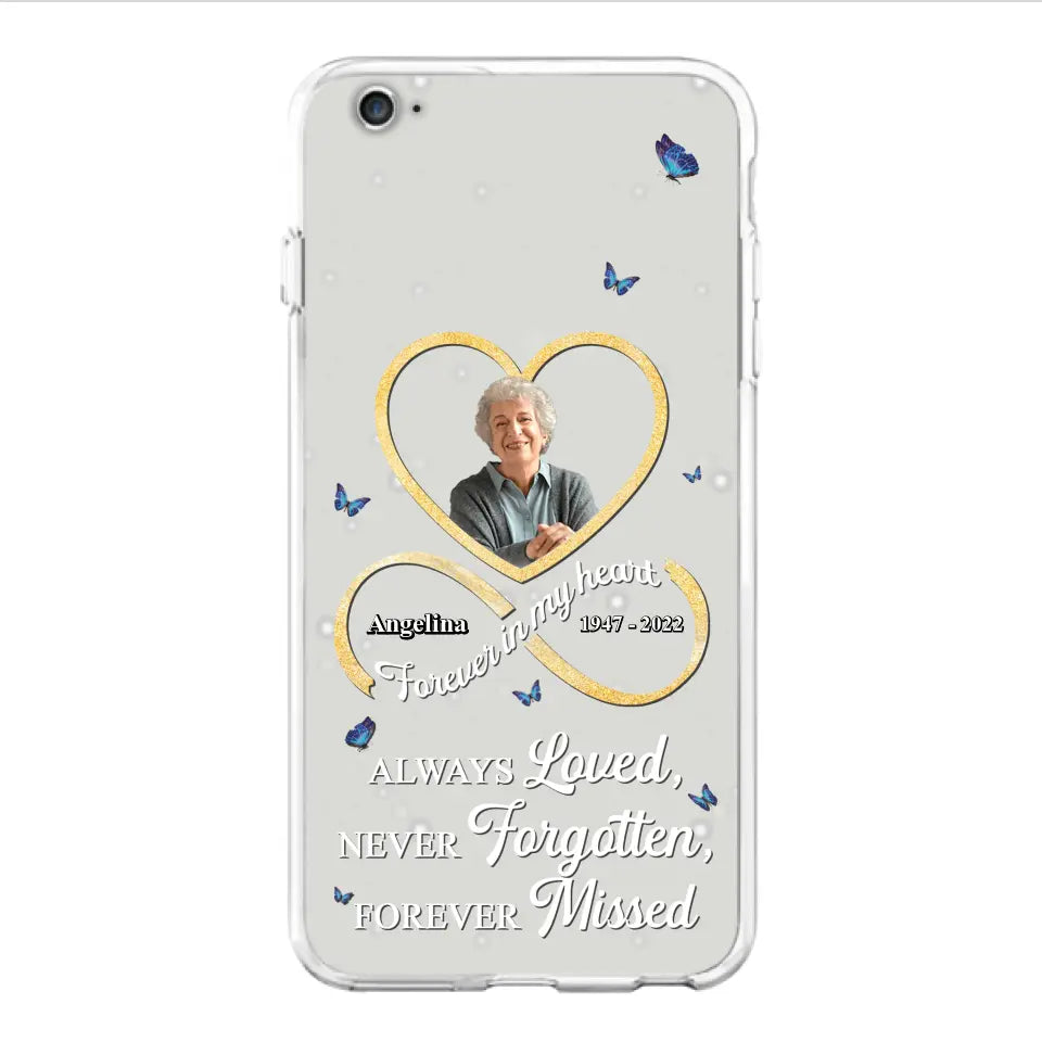 Custom Personalized Memorial Wing Heart Phone Case - Memorial Gift Idea For Family - Case For iPhone/Samsung - Always Loved Never Forgotten Forever Missed