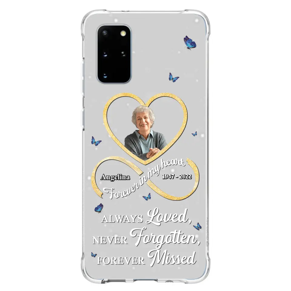 Custom Personalized Memorial Wing Heart Phone Case - Memorial Gift Idea For Family - Case For iPhone/Samsung - Always Loved Never Forgotten Forever Missed
