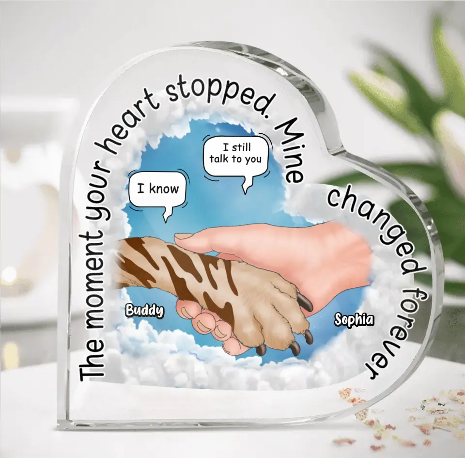 Personalized Memorial Dog Crystal Heart - Memorial Gift Idea for Dog Owners - The Moment Your Heart Stopped Mine Changed Forever