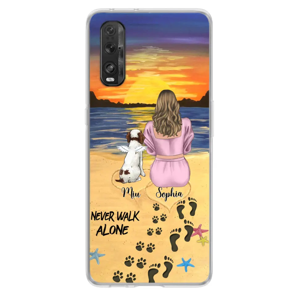Personalized Memorial Dog Mom Phone Case - Up to 3 Dogs - Memorial Gift Idea for Dog Owners - Never Walk Alone - Case for Xiaomi/Huawei/Oppo
