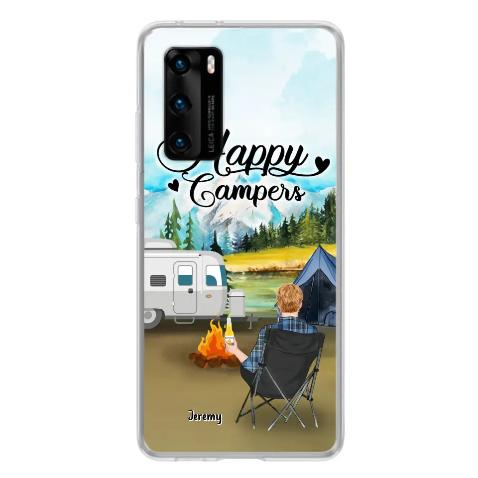 Personalized Camping Phone Case - Single Parent/Couple With Up to 3 Dogs - Happy Campers - Phone Case For Xiaomi, Oppo, Huawei
