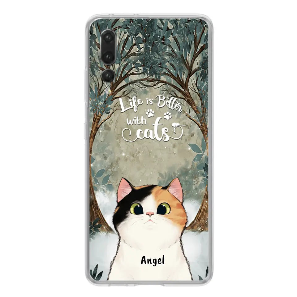Personalized Cat Phone Case - Up to 6 Cats - Best Gift For Cat Lover - Life Is Better With Cats - Phone Case For  Xiaomi, Oppo And Huawei