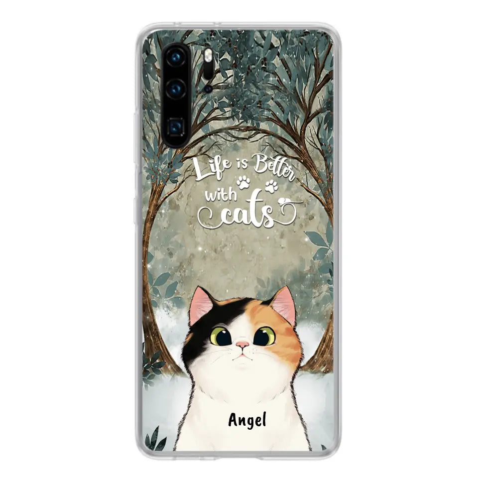 Personalized Cat Phone Case - Up to 6 Cats - Best Gift For Cat Lover - Life Is Better With Cats - Phone Case For  Xiaomi, Oppo And Huawei
