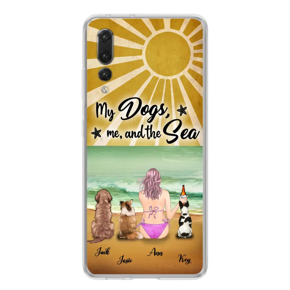 Personalized Dog Mom Beach Phone Case - Up to 3 Dogs - My Dogs, Me And The Sea