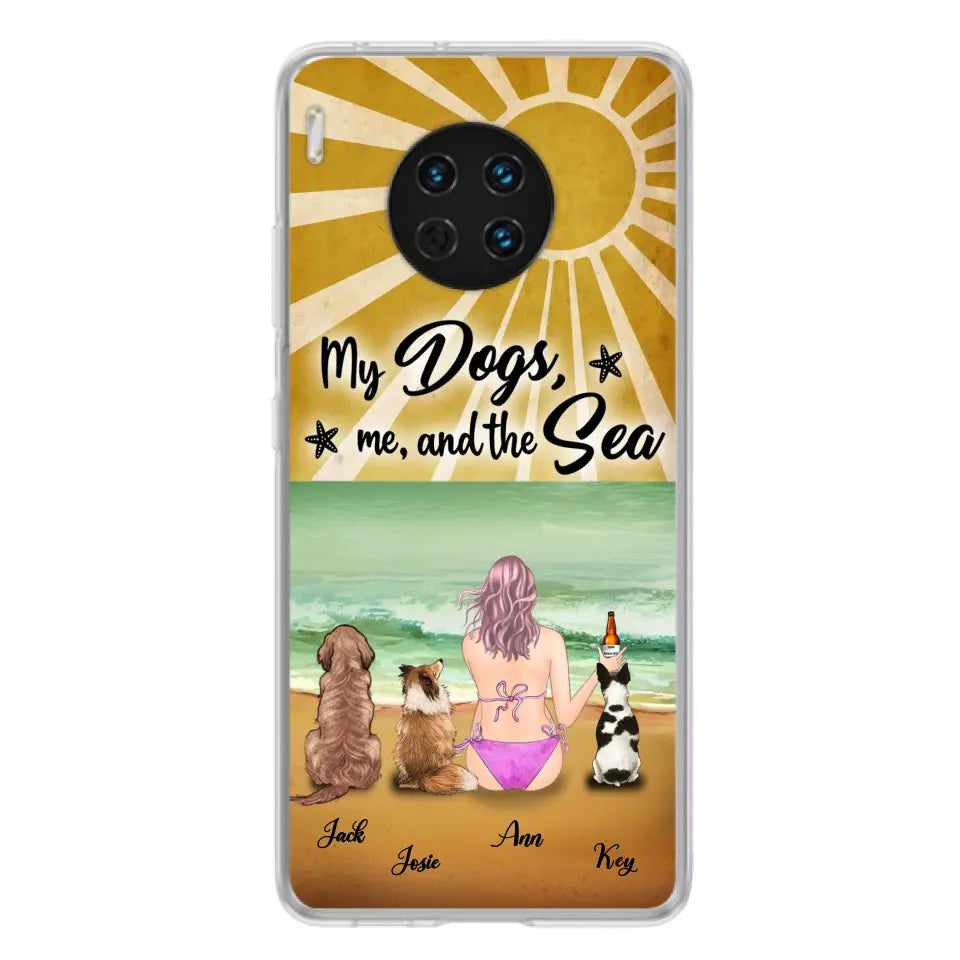 Personalized Dog Mom Beach Phone Case - Up to 3 Dogs - My Dogs, Me And The Sea