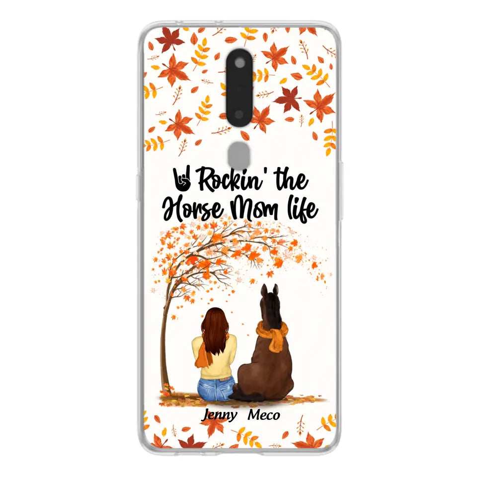 Personalized Horse Mom In Autumn Phone Case - Girl With Up to 3 Horses - Case For Xiaomi, Oppo And Huawei