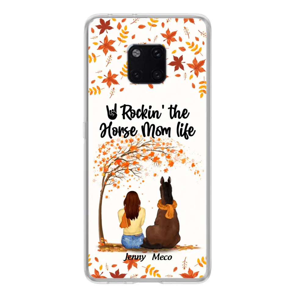 Personalized Horse Mom In Autumn Phone Case - Girl With Up to 3 Horses - Case For Xiaomi, Oppo And Huawei
