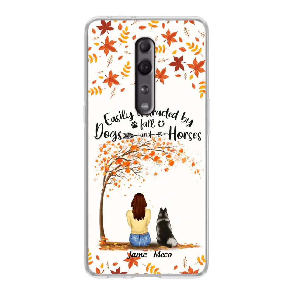 Personalized Horse Dog Mom In Autumn Phone Case - Up to 3 Horses/Dogs - Case For Xiaomi, Oppo And Huawei