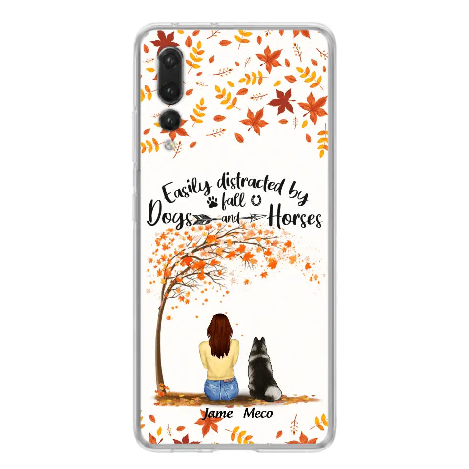 Personalized Horse Dog Mom In Autumn Phone Case - Up to 3 Horses/Dogs - Case For Xiaomi, Oppo And Huawei