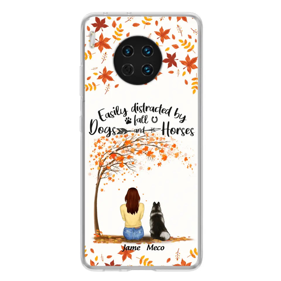 Personalized Horse Dog Mom In Autumn Phone Case - Up to 3 Horses/Dogs - Case For Xiaomi, Oppo And Huawei