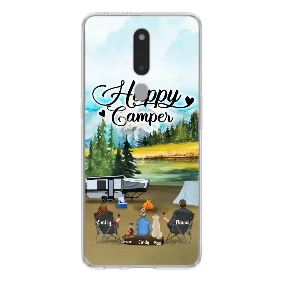 Personalized Camping Phone Case - Parents With 1 Kids And 2 Pets - Best Gift For Family - Happy Camper - Case For Xiaomi, Oppo And Huawei