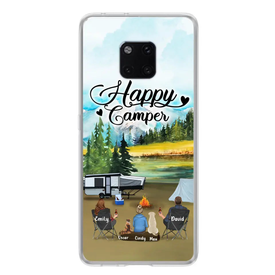 Personalized Camping Phone Case - Parents With 1 Kids And 2 Pets - Best Gift For Family - Happy Camper - Case For Xiaomi, Oppo And Huawei