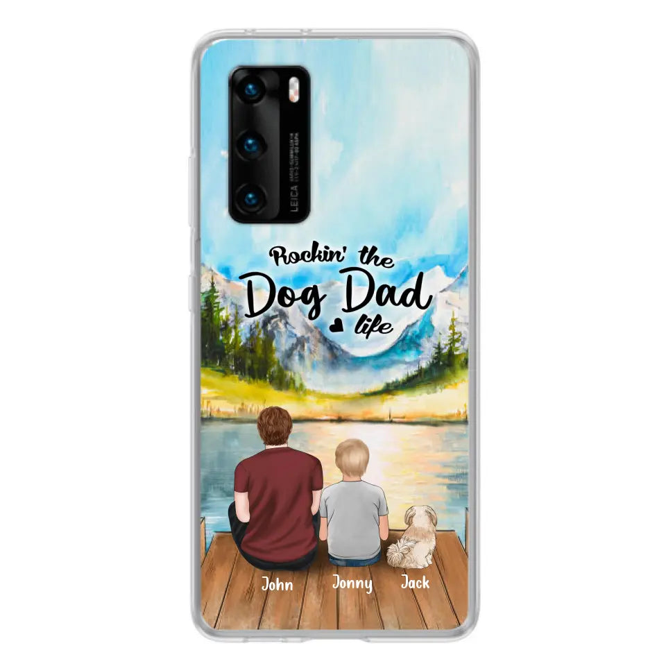 Personalized Dog Mom/Dog Dad Phone Case - Single Mom/Single Dad with 1 Kid and 1 Pet - Rockin' The Dog Dad Life