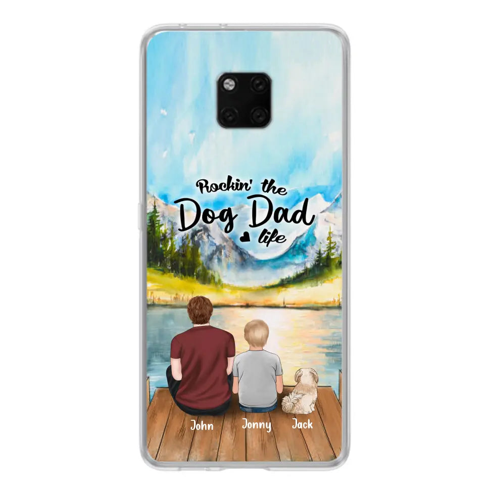 Personalized Dog Mom/Dog Dad Phone Case - Single Mom/Single Dad with 1 Kid and 1 Pet - Rockin' The Dog Dad Life