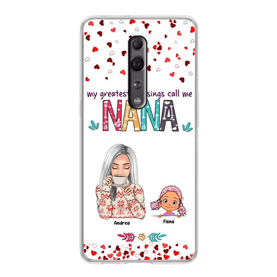 Personalized Grandma & Grandkids Phone Case - Up to 5 Kids - My Greatest Blessings Call Me Nana - For Xiaomi, Oppo And Huawei Phone Case