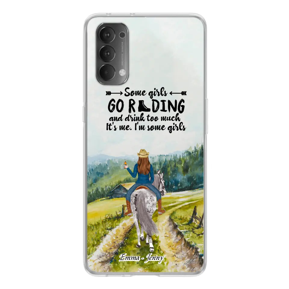 Personalized Riding Horse Phone Case - Up to 2 Girls - Best Gift For Horse Lover/Friends - Some Girls Go Riding And Drink Too Much It's Me - Case For Xiaomi, Huawei & Oppo
