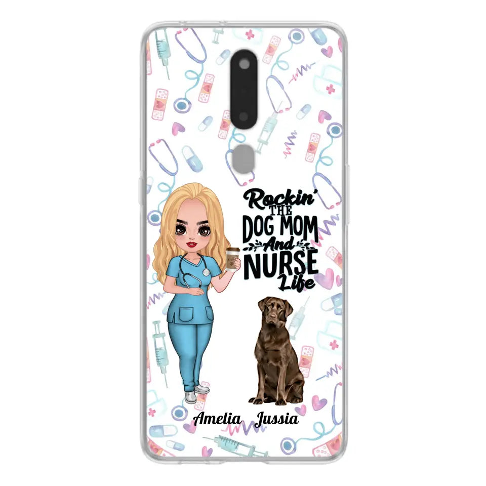 Personalized Nurse Dog Mom Phone Case - Up to 5 Dogs - Gift Idea For Dog Lover - Rockin' The Dog Mom And Nurse Life - Case For Xiaomi, Oppo And Huawei