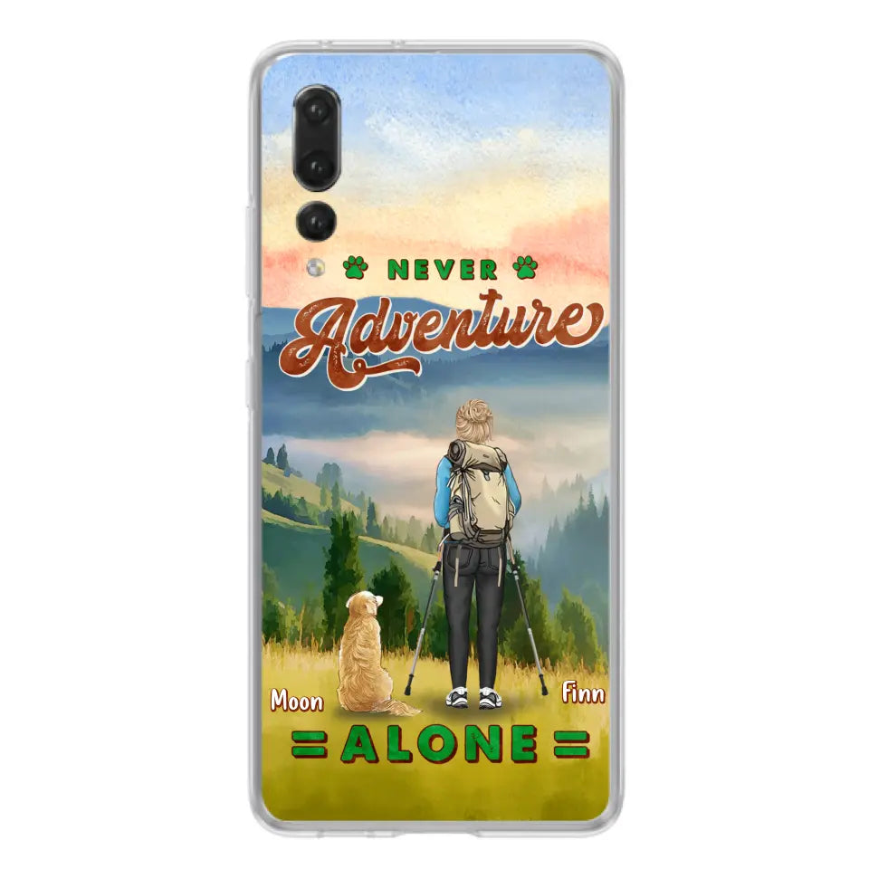 Personalized Solo Hiking With Dogs Phone Case - Woman/Man With Up to 4 Dogs - Gift Idea For Hiking Lovers - Cases For Oppo, Xiaomi And Huawei