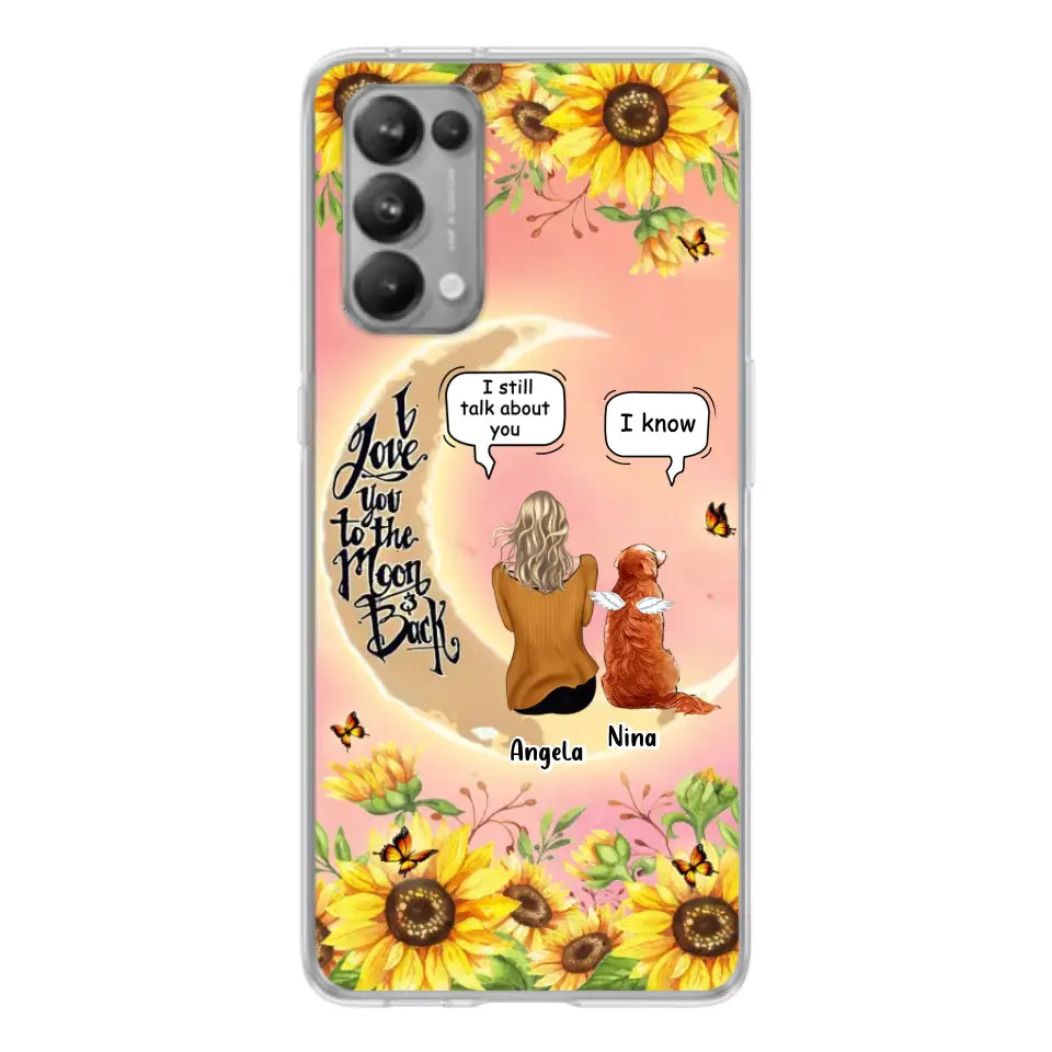Custom Memorial Pet Sunflower Phone Case - Adult/Couple With Up to 4 Pets - Memorial Gift Idea For Dog/Cat Lovers - I Love You To The Moon & Back - Case For Xiaomi, Oppo And Huawei