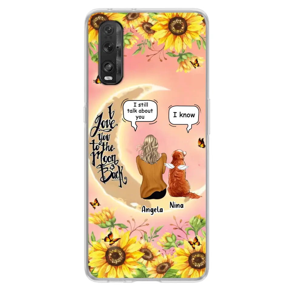 Custom Memorial Pet Sunflower Phone Case - Adult/Couple With Up to 4 Pets - Memorial Gift Idea For Dog/Cat Lovers - I Love You To The Moon & Back - Case For Xiaomi, Oppo And Huawei