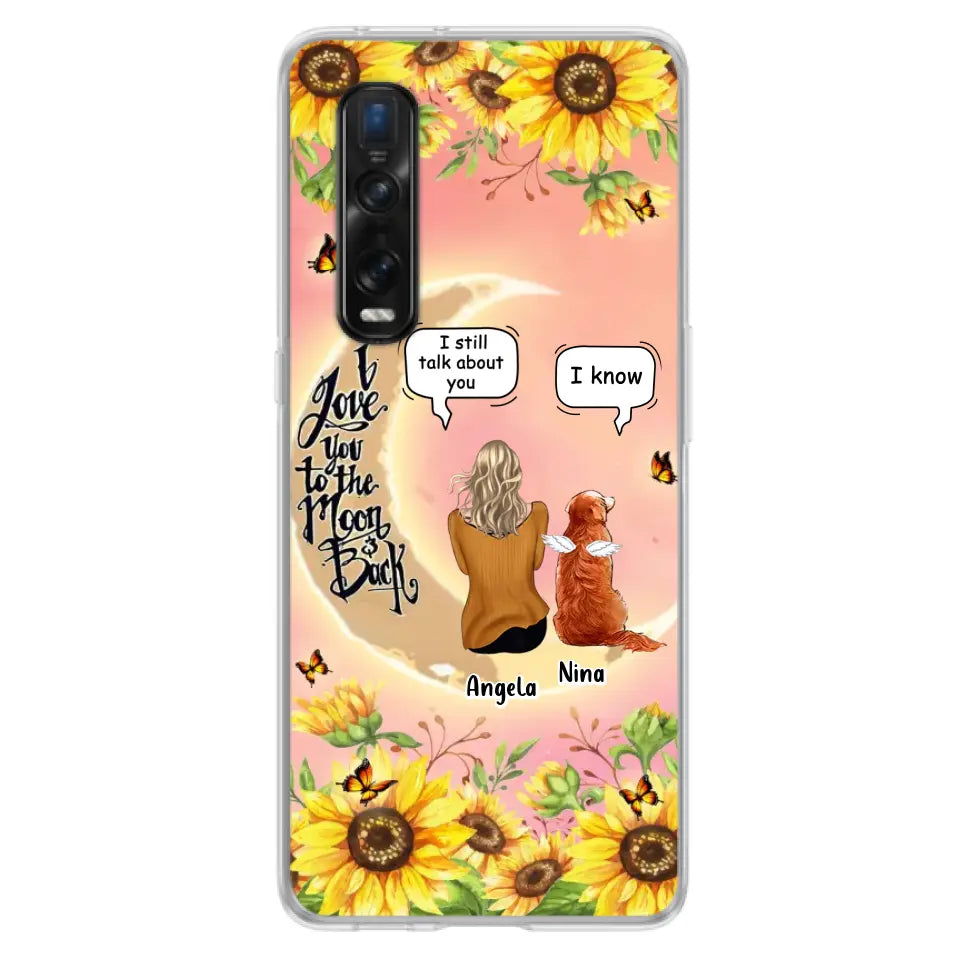 Custom Memorial Pet Sunflower Phone Case - Adult/Couple With Up to 4 Pets - Memorial Gift Idea For Dog/Cat Lovers - I Love You To The Moon & Back - Case For Xiaomi, Oppo And Huawei