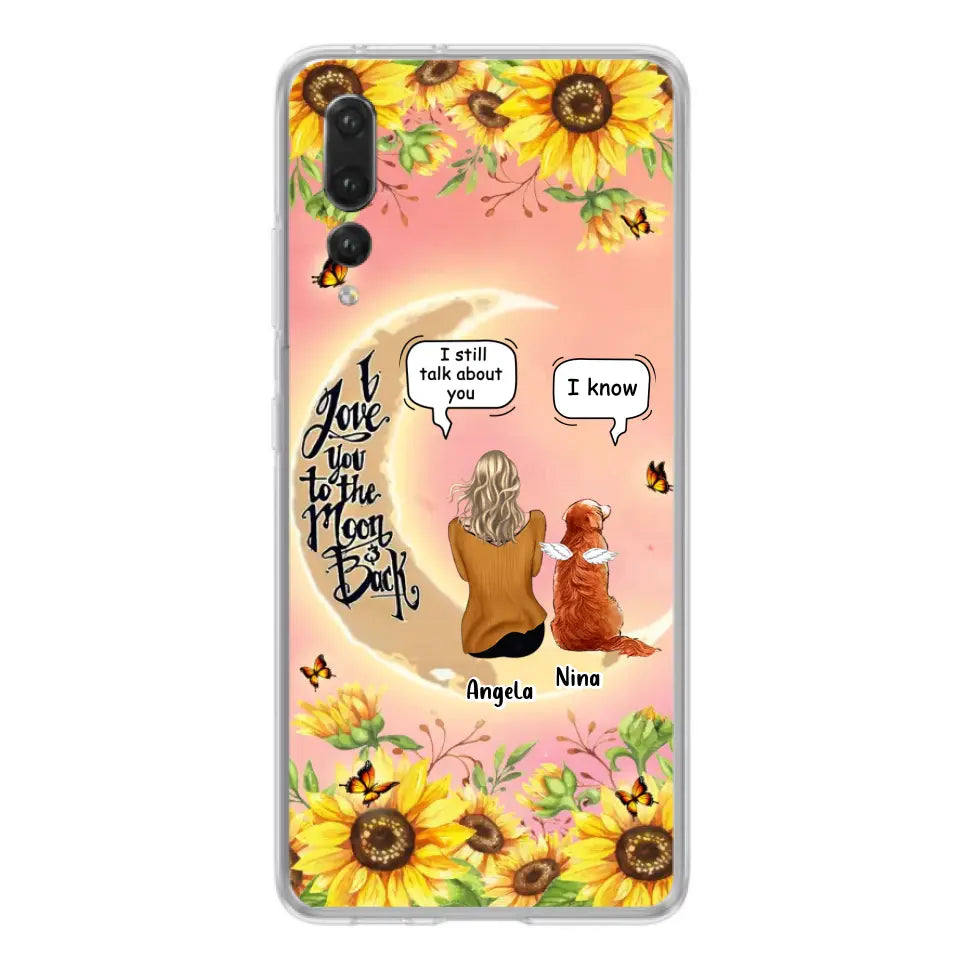 Custom Memorial Pet Sunflower Phone Case - Adult/Couple With Up to 4 Pets - Memorial Gift Idea For Dog/Cat Lovers - I Love You To The Moon & Back - Case For Xiaomi, Oppo And Huawei