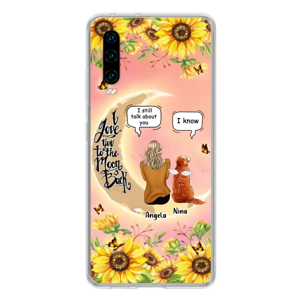 Custom Memorial Pet Sunflower Phone Case - Adult/Couple With Up to 4 Pets - Memorial Gift Idea For Dog/Cat Lovers - I Love You To The Moon & Back - Case For Xiaomi, Oppo And Huawei