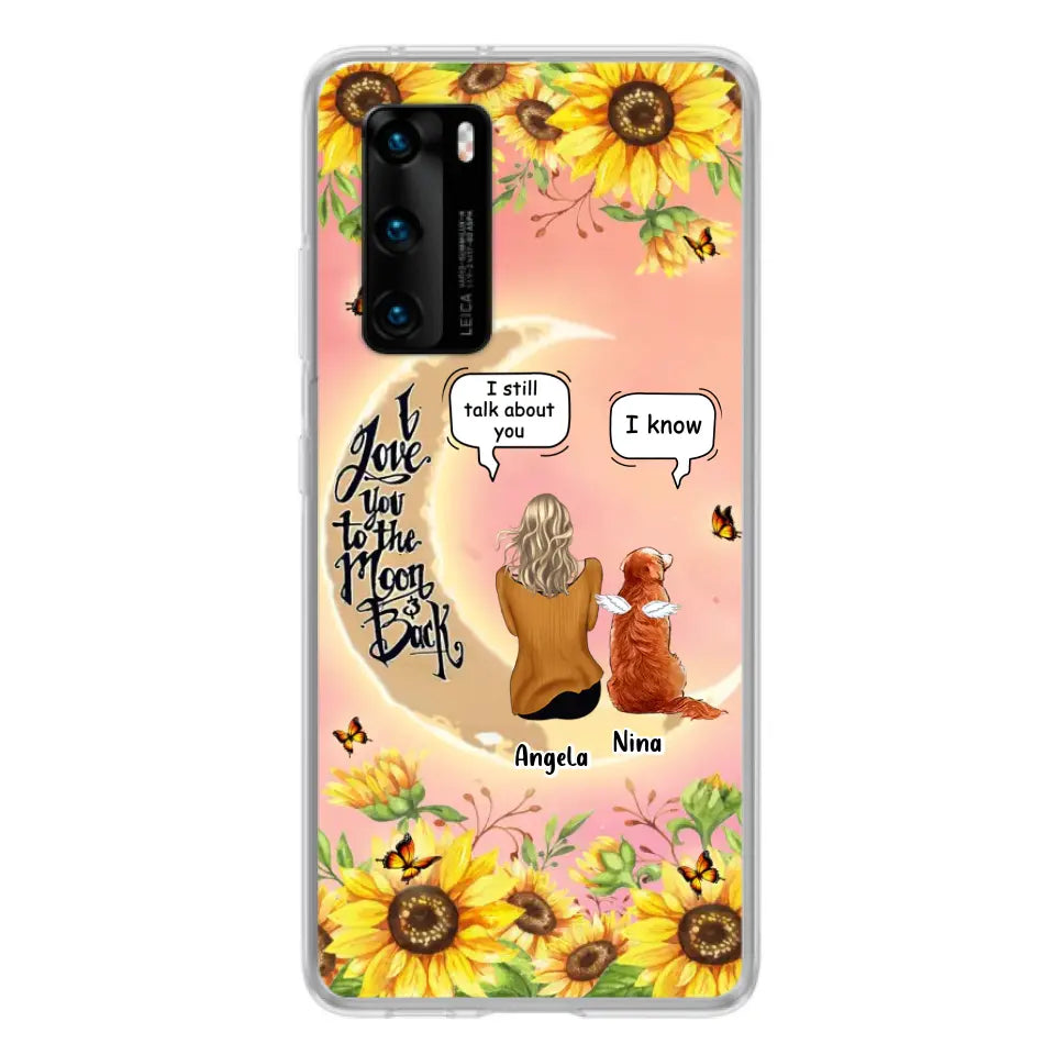 Custom Memorial Pet Sunflower Phone Case - Adult/Couple With Up to 4 Pets - Memorial Gift Idea For Dog/Cat Lovers - I Love You To The Moon & Back - Case For Xiaomi, Oppo And Huawei