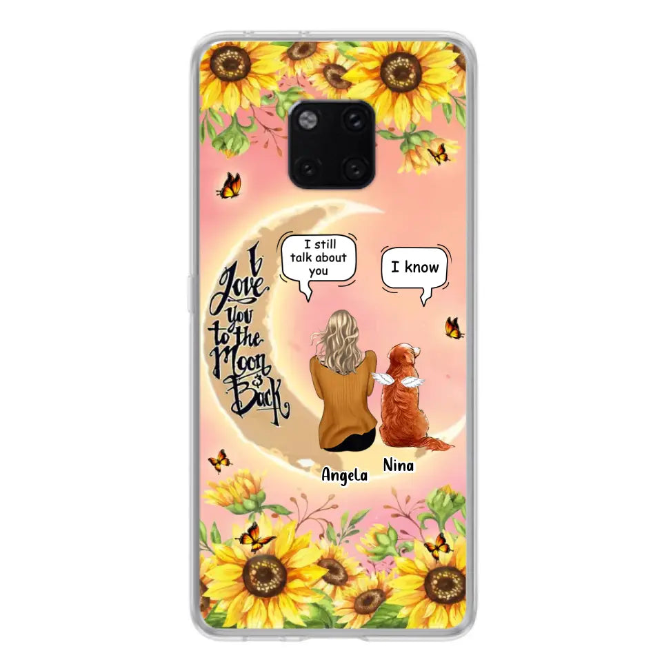 Custom Memorial Pet Sunflower Phone Case - Adult/Couple With Up to 4 Pets - Memorial Gift Idea For Dog/Cat Lovers - I Love You To The Moon & Back - Case For Xiaomi, Oppo And Huawei