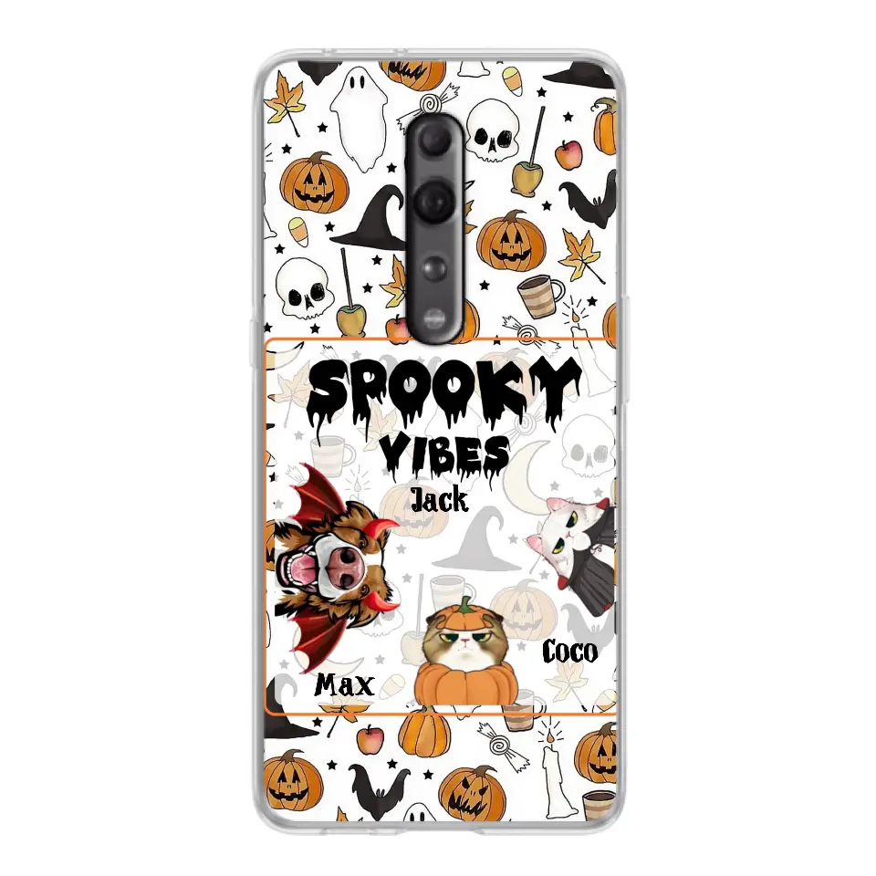Personalized Halloween Pet Phone Case - Up to 3 Pets - Gift Idea For Dog/Cat Owners - Spooky Vibes - Case for Oppo/Xiaomi/Huawei