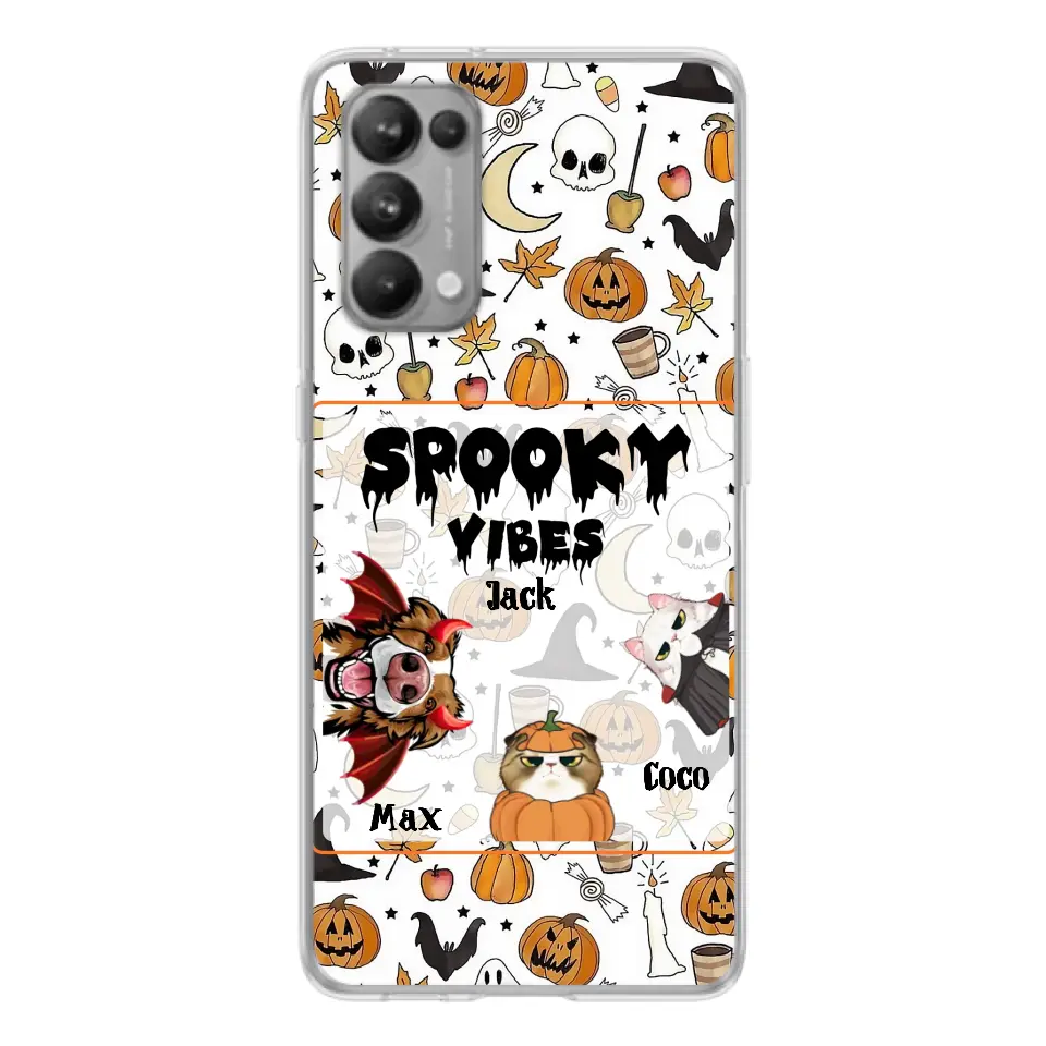 Personalized Halloween Pet Phone Case - Up to 3 Pets - Gift Idea For Dog/Cat Owners - Spooky Vibes - Case for Oppo/Xiaomi/Huawei