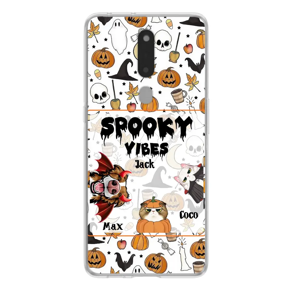 Personalized Halloween Pet Phone Case - Up to 3 Pets - Gift Idea For Dog/Cat Owners - Spooky Vibes - Case for Oppo/Xiaomi/Huawei