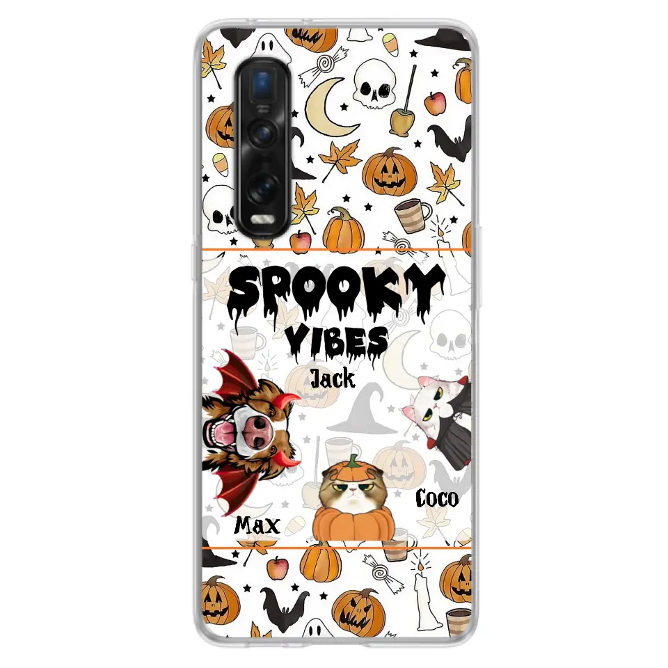 Personalized Halloween Pet Phone Case - Up to 3 Pets - Gift Idea For Dog/Cat Owners - Spooky Vibes - Case for Oppo/Xiaomi/Huawei